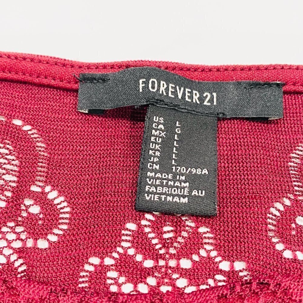 Forever 21 Cranberry Long Sleeve Cut Out Lace Top - Picture 5 of 5